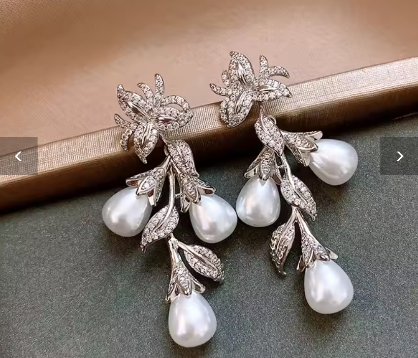 Zircon Pearl Tassel Earrings