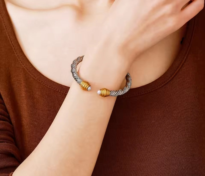 MsKyra Stainless Steel Bracelet Plated 18k Gold Color