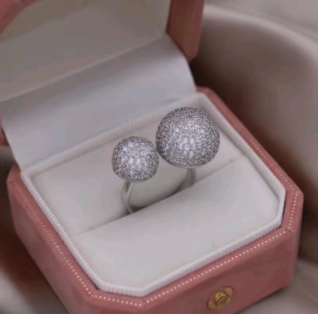 new design fashion jewelry 14K gold plated luxury zircon ball open ring