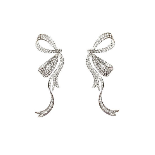 Exquisite Exaggerated Big Bow Rhinestone Earrings
