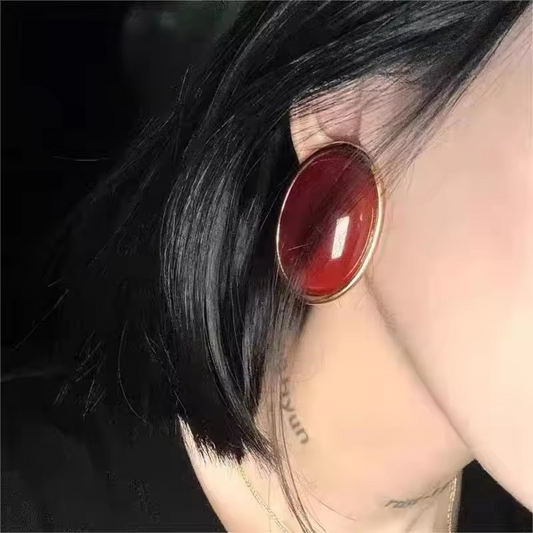 5cm Red Resin Oval Large Earring