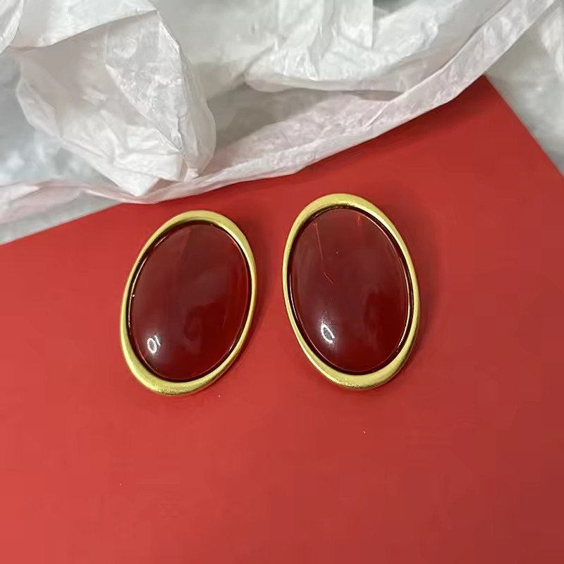 5cm Red Resin Oval Large Earring