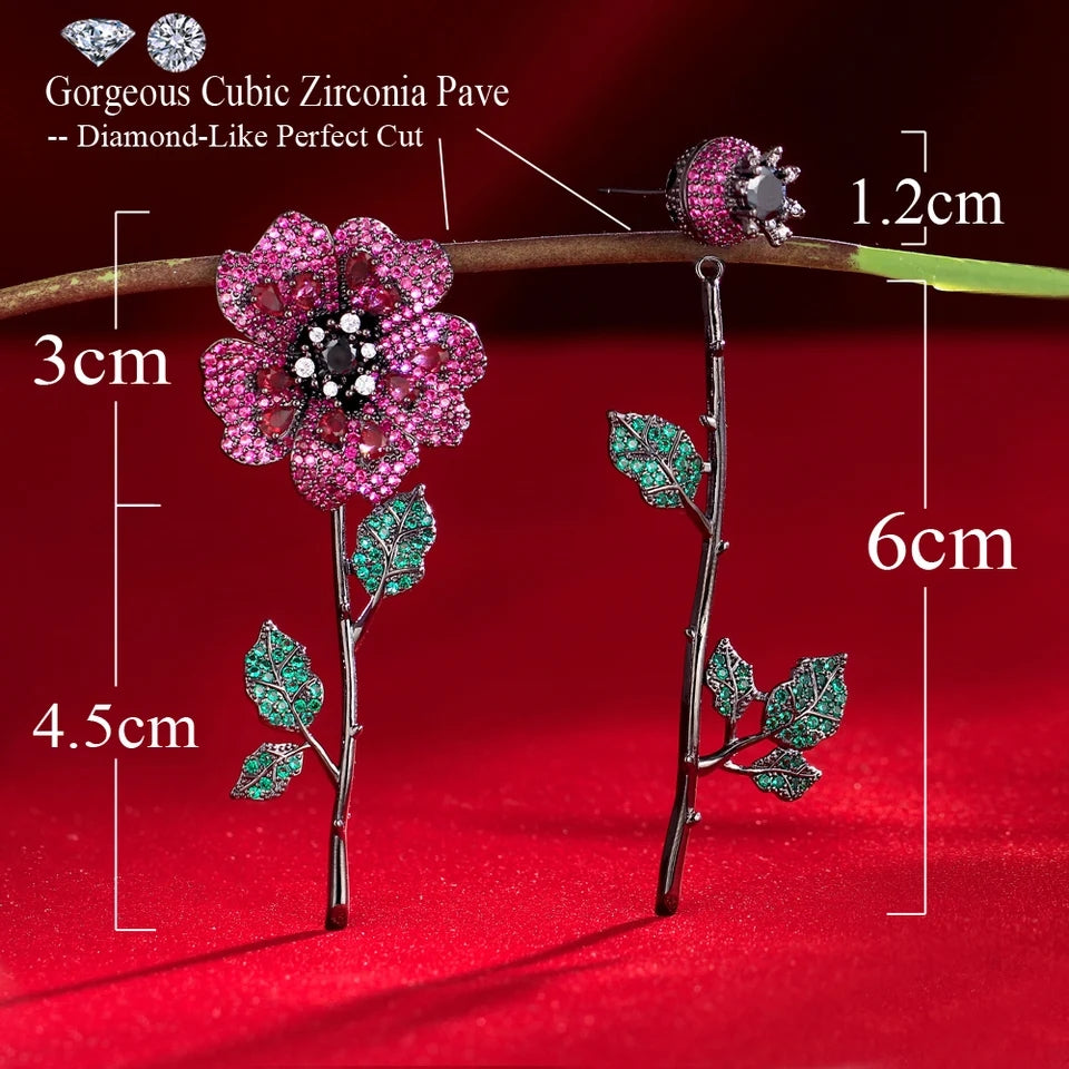 Vintage flower zirconia earings