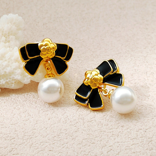 Black Bowknot Luxury Earrings