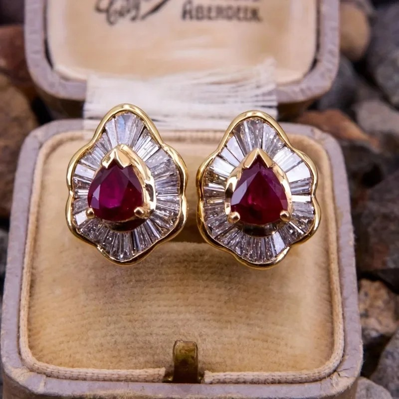 Vintage Synthetic Gemstone Earrings for Women