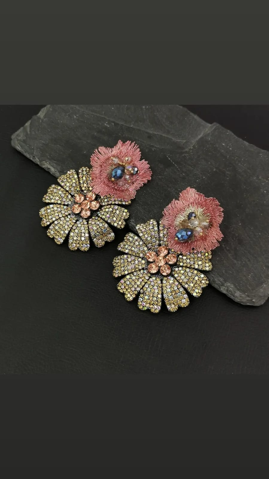 Big Rhinestones Flower Drop Earrings