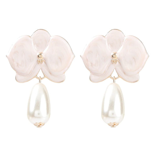 White enamel floral drops