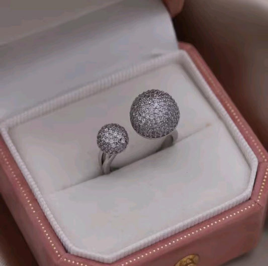 new design fashion jewelry 14K gold plated luxury zircon ball open ring