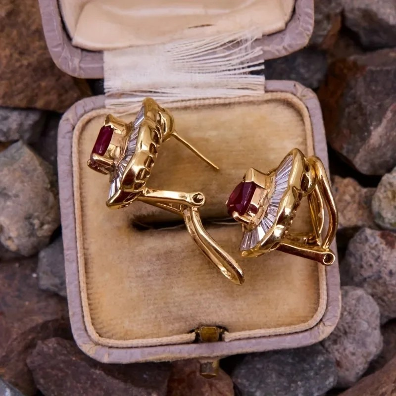 Vintage Synthetic Gemstone Earrings for Women