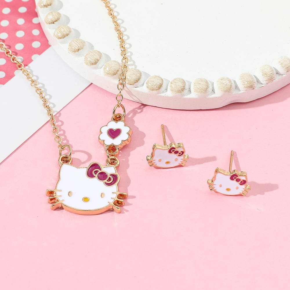 Necklace & Hello Kitty Earings